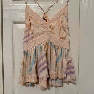 Free People Peach and Cream Sleeveless Top